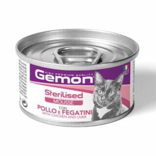 GEMON CAT ADULT STERILISED CHICKEN & LIVER MOUSSE TINS 85g