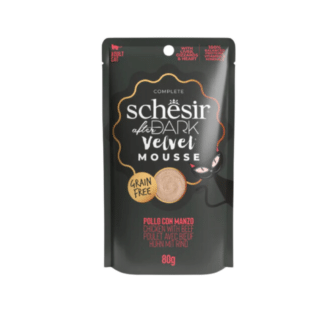 SCHESIR AFTER DARK CHICKEN WITH BEEF IN MOUSSE IN POUCH 80GR