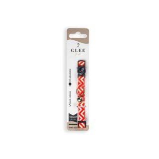 GLEE COLLARS WITH WEBBING TAPE, PLASTIC CLASP AND BELL, RED ZIG ZAG 10mm x 30cm