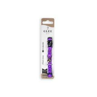 GLEE COLLARS WITH WEBBING TAPE, PLASTIC CLASP AND BELL, PURPLE FISHBONE 10mm x 30cm