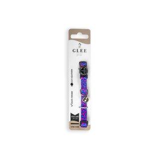 GLEE COLLARS WITH WEBBING TAPE, PLASTIC CLASP AND BELL, PINK LEOPAR 10mm x 30cm