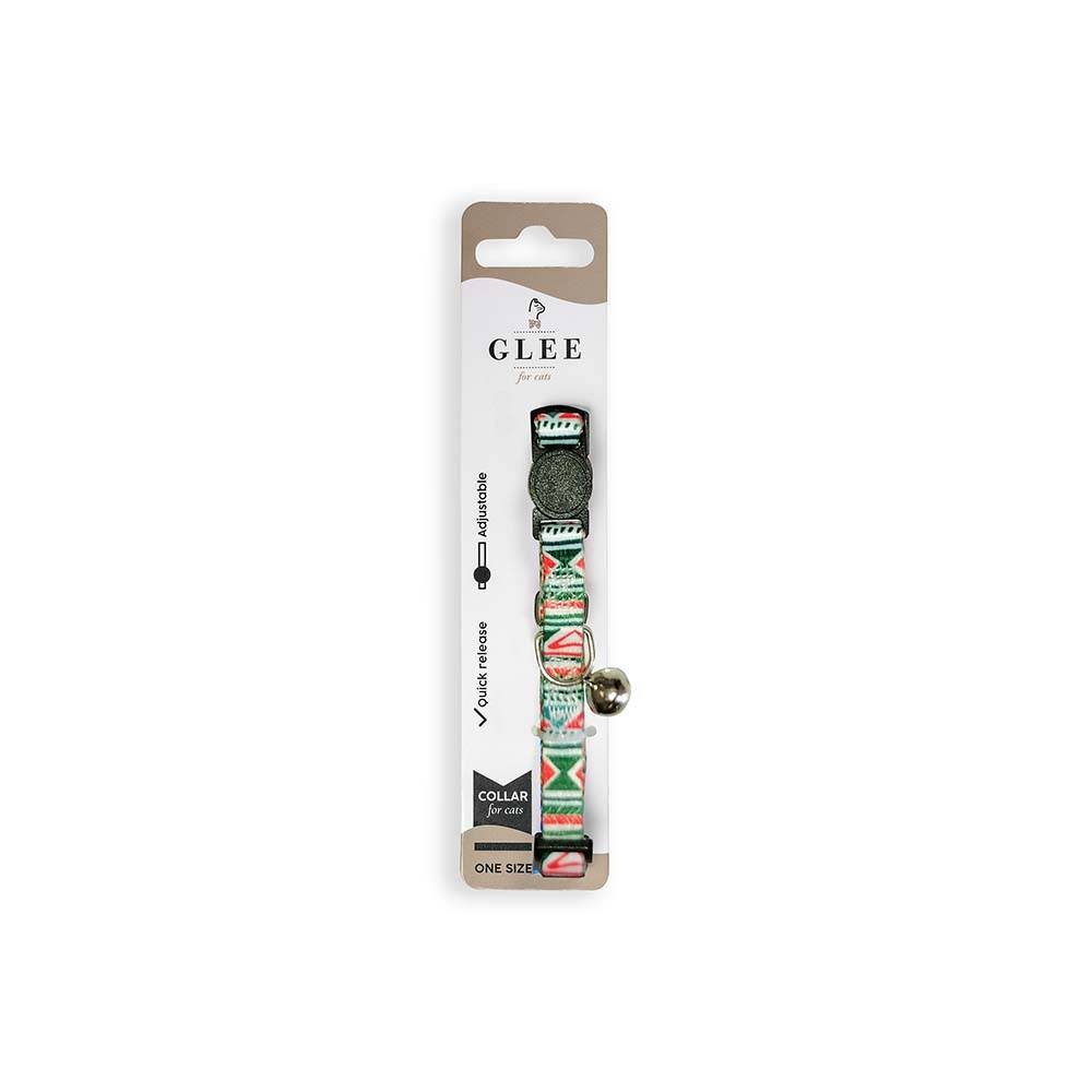 GLEE COLLARS WITH WEBBING TAPE, PLASTIC CLASP AND BELL, MULTICOLOR GREEN 10mm x 30cm