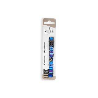 GLEE COLLARS WITH WEBBING TAPE, PLASTIC CLASP AND BELL, MULTICOLOR CYAN 10mm x 30cm