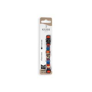 GLEE COLLARS WITH WEBBING TAPE, PLASTIC CLASP AND BELL, MULTICOLOR BLUE- ORANGE 10mm x 30cm