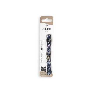 GLEE COLLARS WITH WEBBING TAPE, PLASTIC CLASP AND BELL, GREY FISHBONE 10mm x 30cm