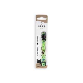 GLEE COLLARS WITH WEBBING TAPE, PLASTIC CLASP AND BELL, GREEN FISH 10mm x 30cm