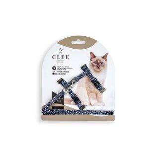 GLEE HARNESS WITH LEASH, BLACK FISHBONE SMALL